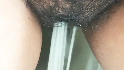 Hot aunty pissy in bathroom and video taken by step son but she know