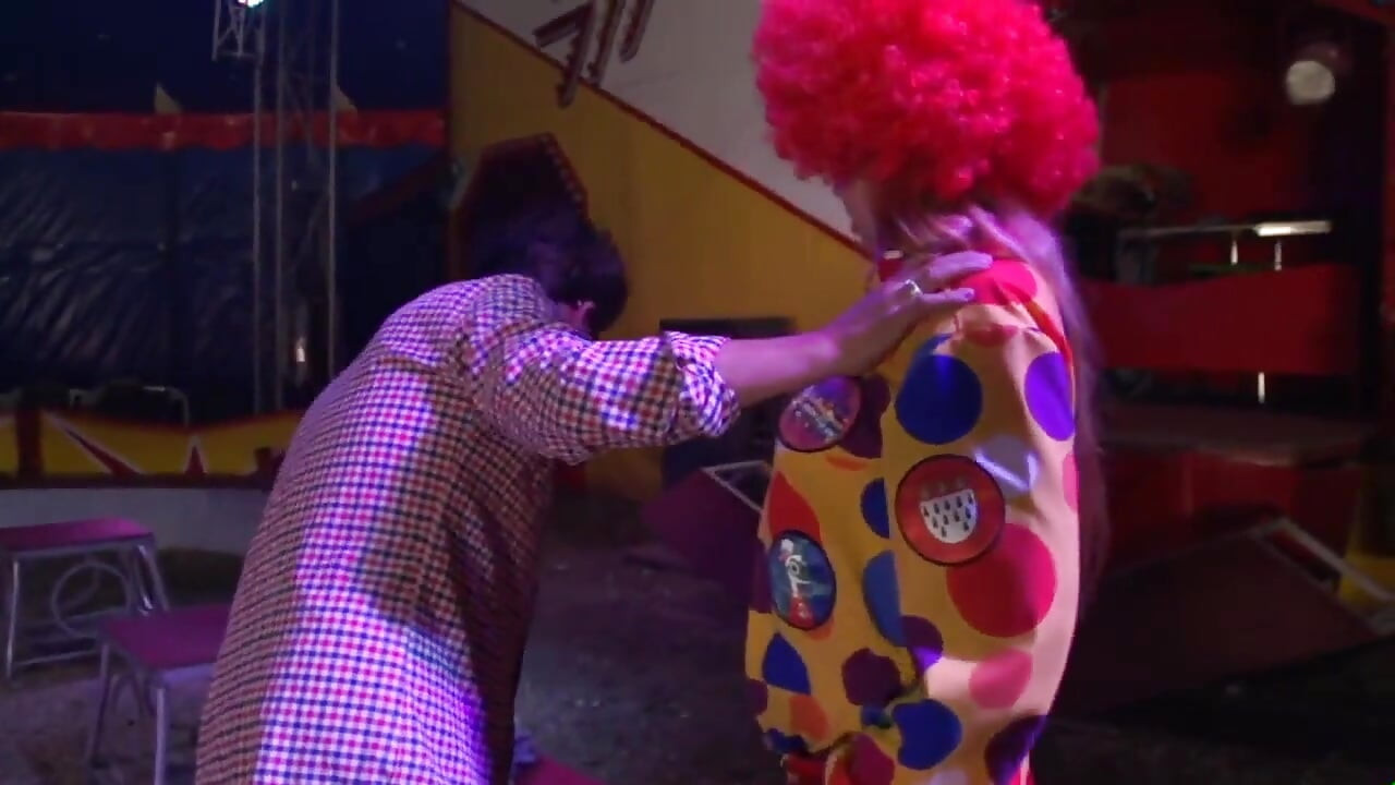 Sexy big boobs fucking in dogging position...in the circus