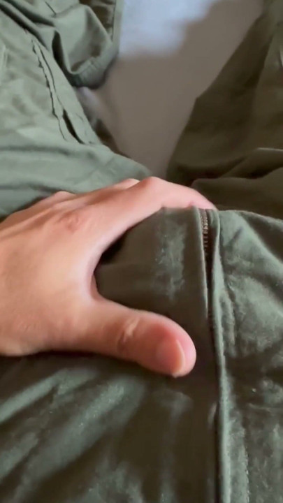 army solider jerks off in OCPs and wearing tightty whities in a flightsuit | Clip 1