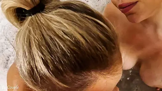 Swinger wife found new girlfriend from the hotel bar and they were later sucking together her husbands dick in their room