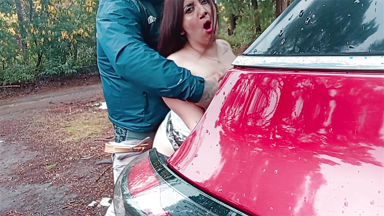 Behind the car with my stepfather, we couldn't wait
