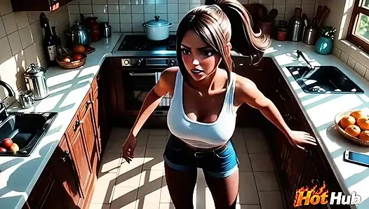 Hot step mother taking massage from the stepson