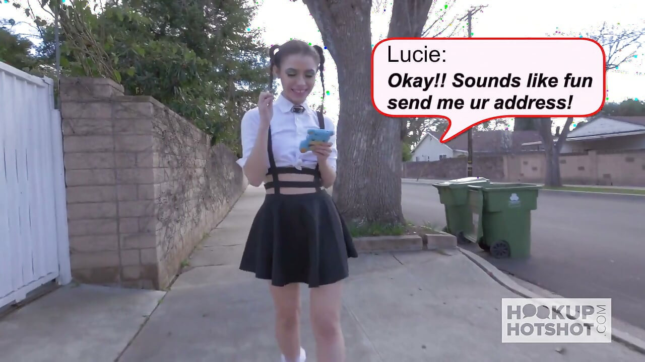 Adorable teen Lucie Cline takes a hard fucking from guy she met online