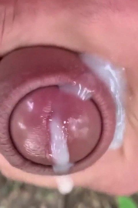 Close up Look on Glans with Precum and Close up Cum Leaking - Uncut Cock