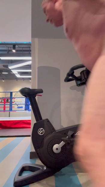 Naked workout public bike