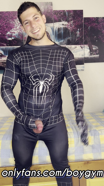 My COCK cums with Spiderman Suit💦