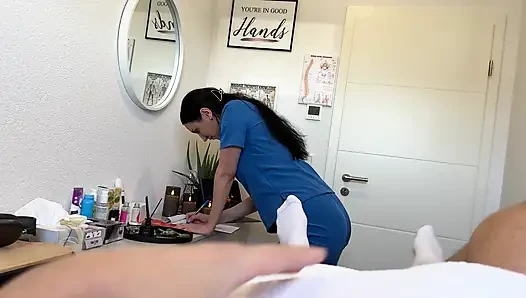 He Came Twice On The Massage Table - Handjob & Blowjob