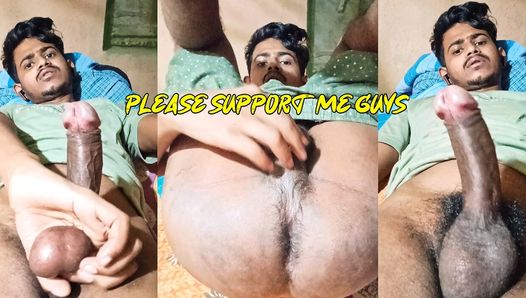 Horny hunk boy showing his big cock and sexy asshole with face, After a long time I've uploaded a video please support me