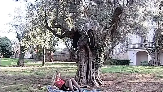 The Farmer Has a Big Cock and Breaks Her Pussy Under the Olive Tree