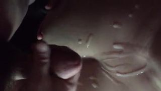 Hubby cumming on wife's chest