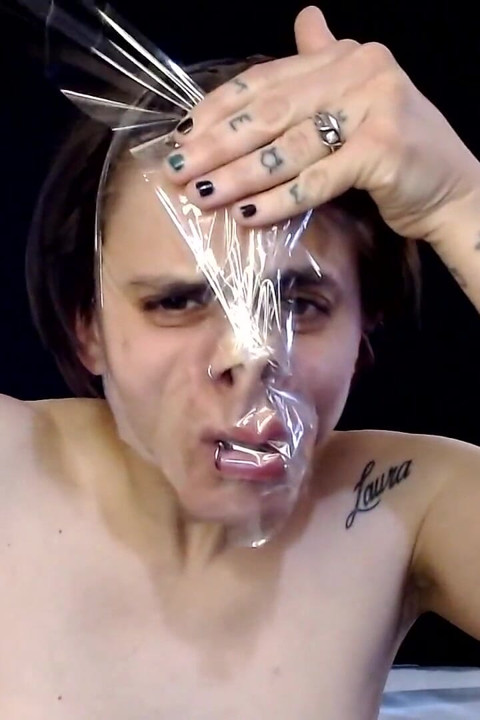 Self Tape Bondage Breath Play Struggle Fearful Panic Nose Lips
