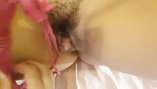 Slut squirts twice with anal and gets cum in her panties
