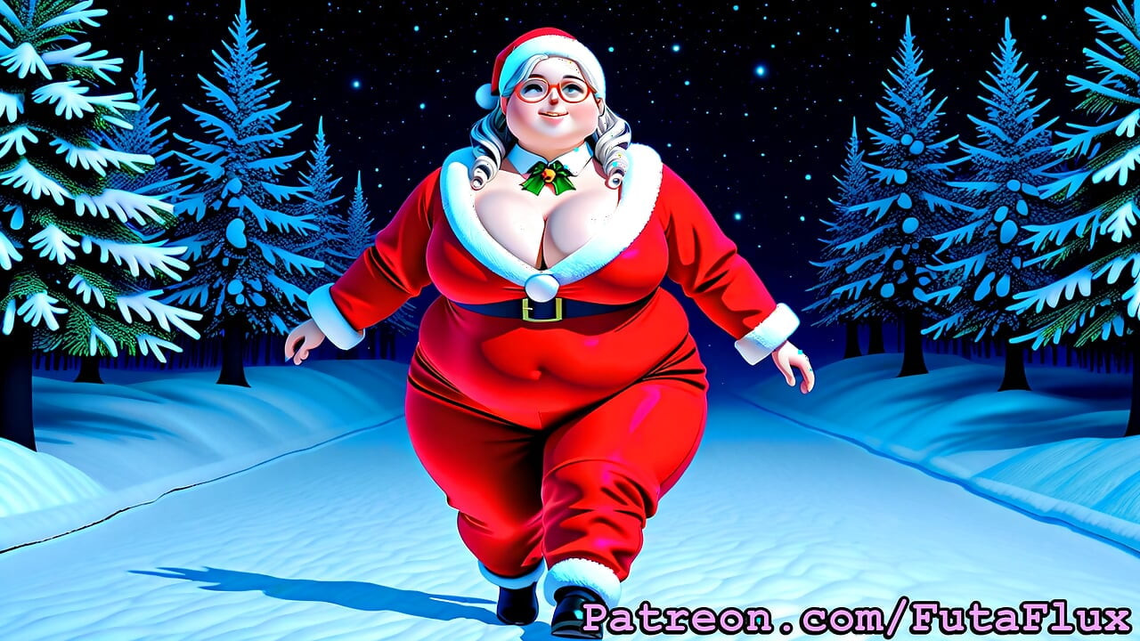 Futanari Mrs Clause - Masturbating, Cumshots, Selfsucking, Obese