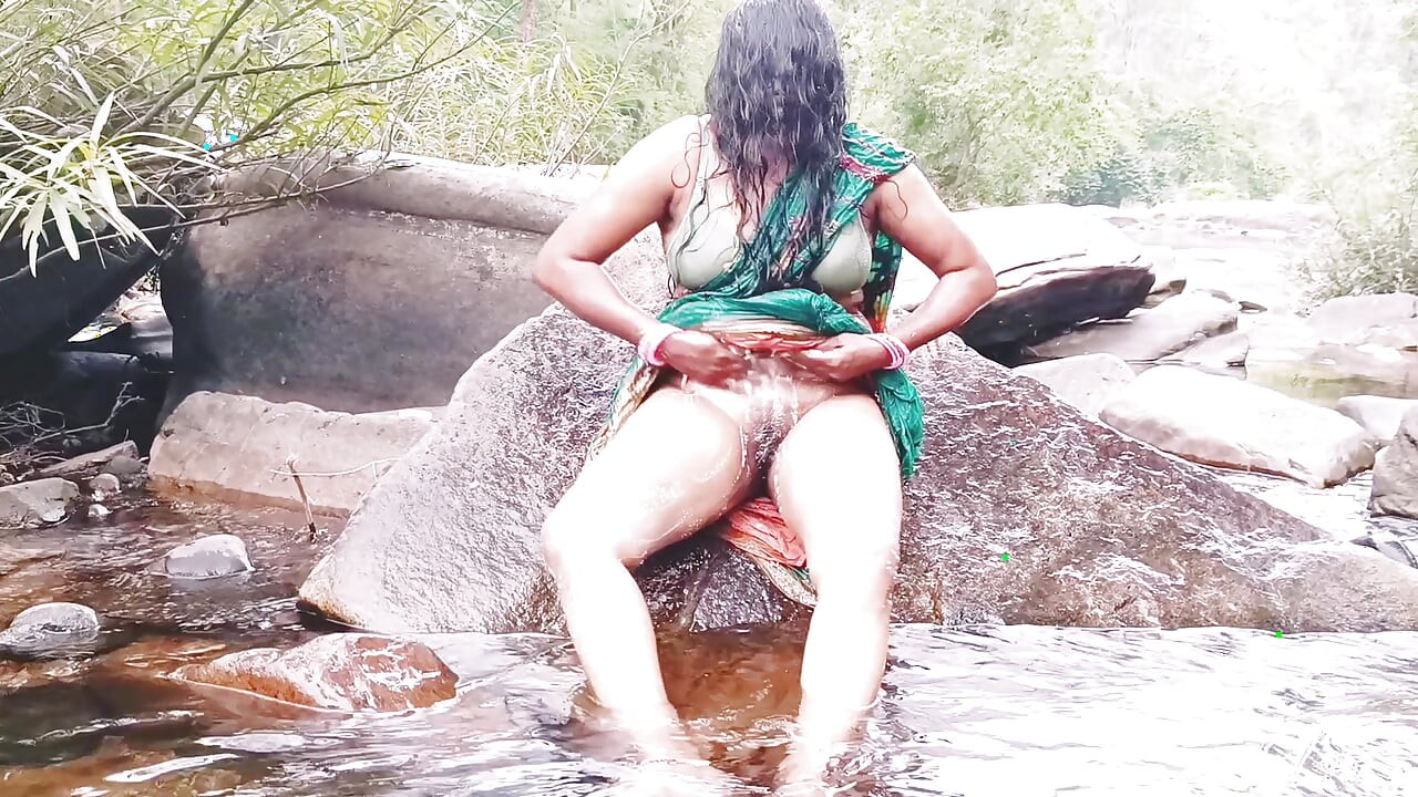 Silk Stepaunty Outdoor Bath Sex in Waterfall Telugu Dirty Talks.