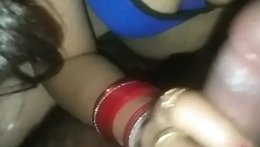 Indian sexy wife sucking big dick with husband at night