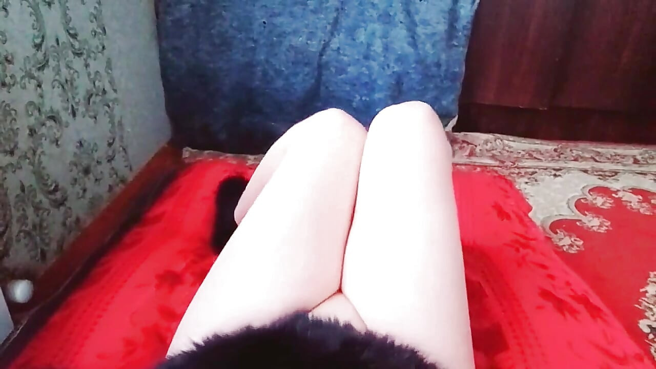 Playful trans girl holding ice cream with wink