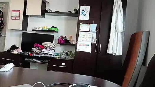 Amateur Woman Has Fun Trying on Clothes and Cutting Them