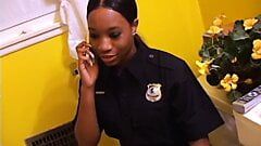 Beautiful ebony police officer sucks gangsta cocks