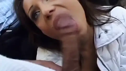 Sexy tramp is blows big cock and gets anal fucked by boss on the couch