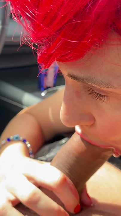 Spanish slut Ariel Ortiz sucks my cock in the car for a ride | Clip 1
