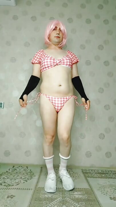 Femboy in Bikini Looks Slutty Pretty Attractive