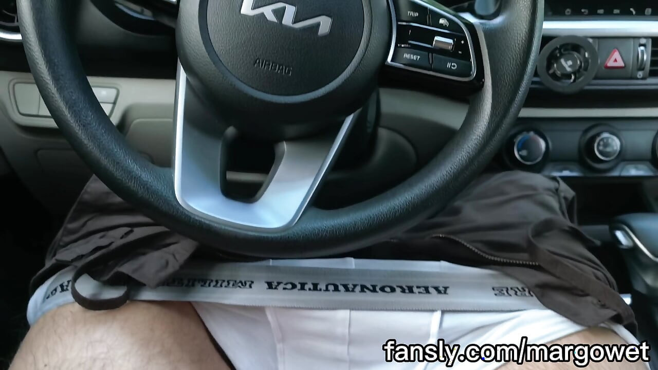 Public Car Handjob with Red Nails - He Cums Twice in Risky Parking Lot, Massive Cumshot Cleanup