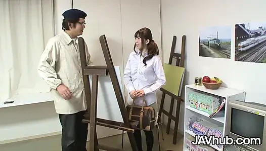 Sakura Saya Gets Horny While Painting the Nude Model