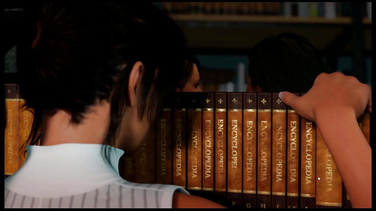 Croft Adventures Oyunu Hentai Parodi Bölüm 4 Lara, kütüphanecinin mini eteğinin altında külot giymediğini keşfeder!