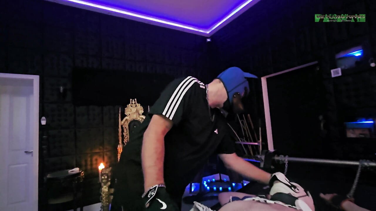 playing puppies pleasure on the rack bondage, handjob, sneakers, smelly shoes and the yellow ballon part 2