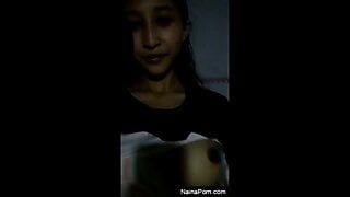 Today Exclusive-Cute Nepali Girl Showing Boob...