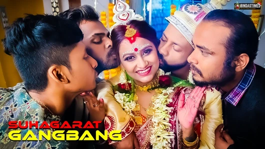 Gangbang suhagarat - primer suhagarat de la esposa india con cuatro hombres (película completa)