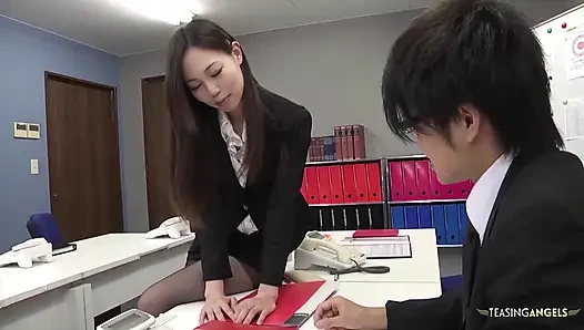 A sexually aroused Japanese instructor wants to receive ejaculate deep inside her narrow vaginal opening