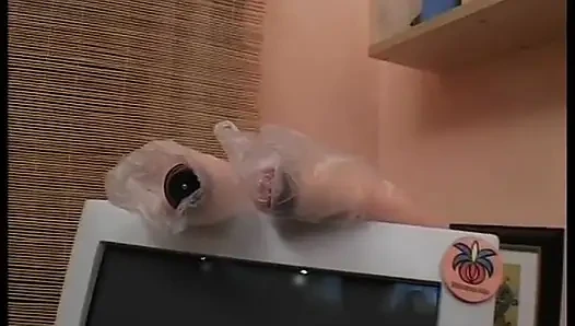 Horny blonde fucks her pierced cunt with a massive dildo