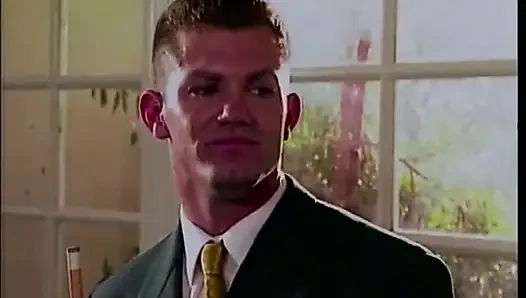 Hung white stud gets his cock sucked by ebony and blonde babes