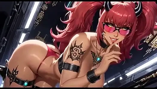 245 Cyberpunk Redhead Do Sexy Talk and Pose, Ai Animation