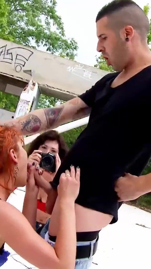 French amateur has outdoor foursome group sex - teens | Clip 1