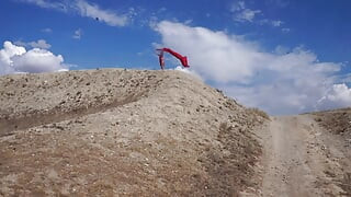 On Top of Hill with Red Flag