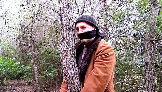 Man gets tied up and fucked hard in the woods