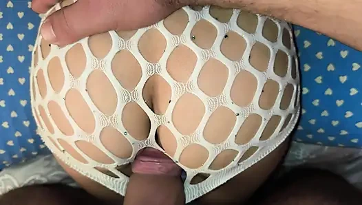 Tiptoe rubbing behind my stepsister's virgin pussy for the first time