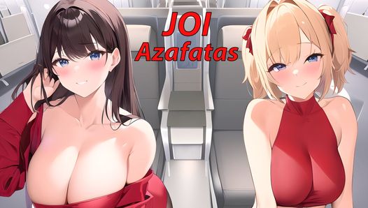 Spanish JOI hentai on a plane with the air hostess.