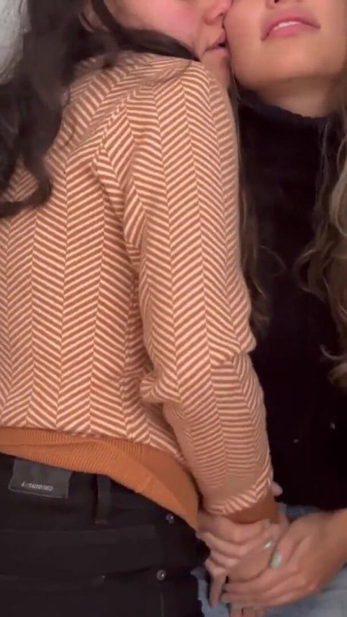 My lesbian stepsister touches me in her bed and I like it | Clip 1