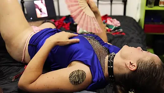 2555Eo_04 - French Amateur, Clothed-Sex, Satin Lingerie, Rimming, Blowjob, Cumshot