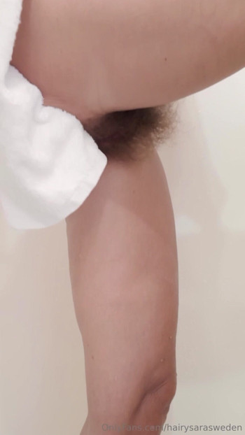 Mature super hairy MILF after shower