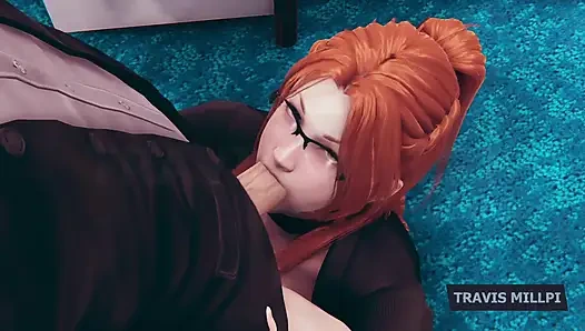 Heiße rothaarige sekretärin wird mitten in der Bürozeit über den Schreibtisch bückt 3D-Hentai-Animation