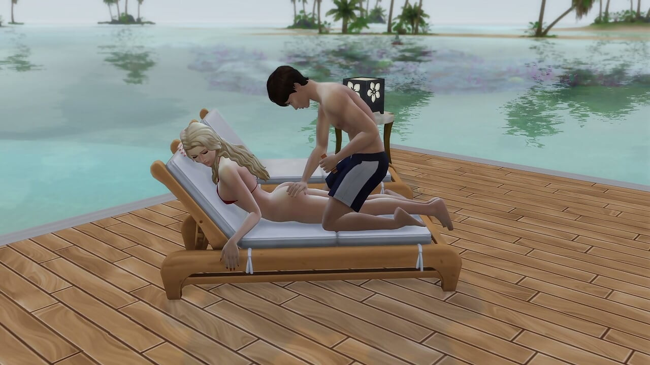 Couple in love have sex in public on the beach