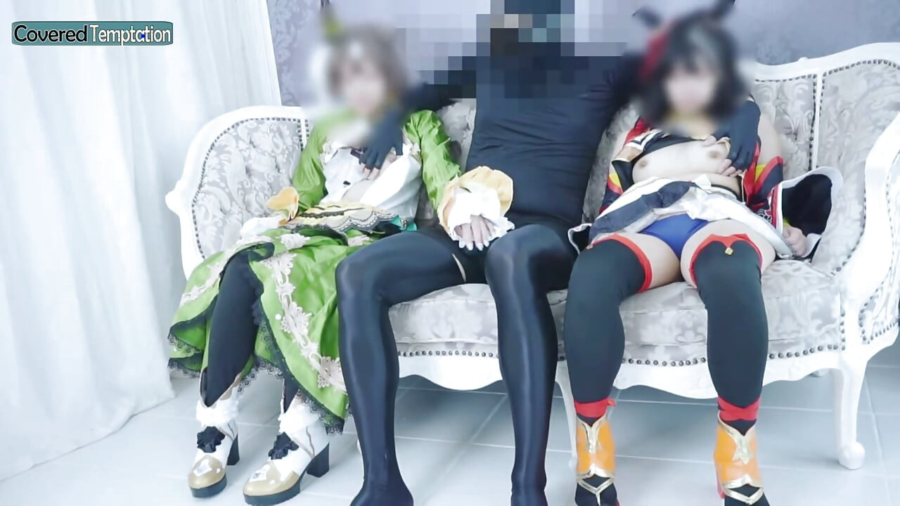 Cosplay dorosła kobieta trójkąt seks z dwoma partnerami sceny grupowej