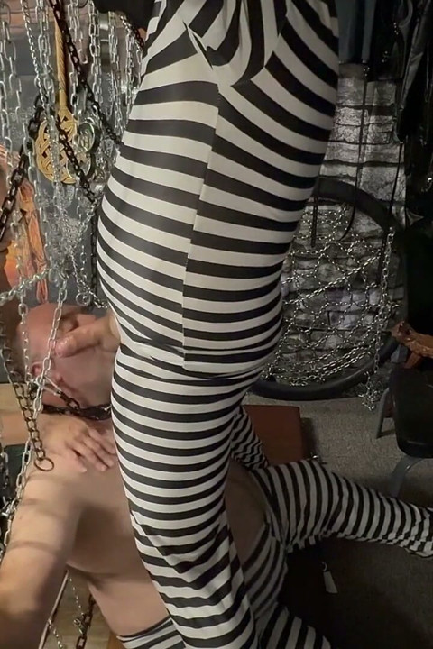 Domina Satana Puts Booboo in the Cell with Well-hung.