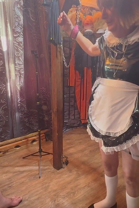 Part 5:- Domina Satana Takes Booboo and Maid Jayne in the Dungeon Before He Goes to Wales.