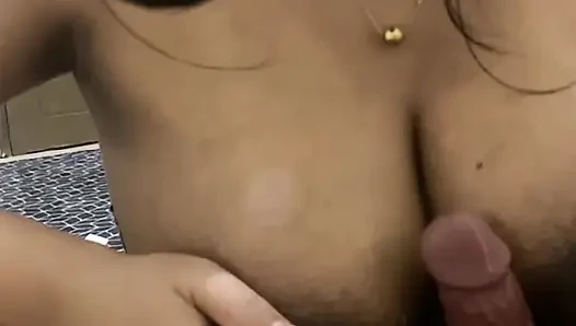 young mommy handjob until squirting on big tits