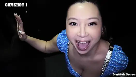 Gloryhole Secrets - Busty Af Asian Babe Loves Giving Blowjobs at the Gloryhole